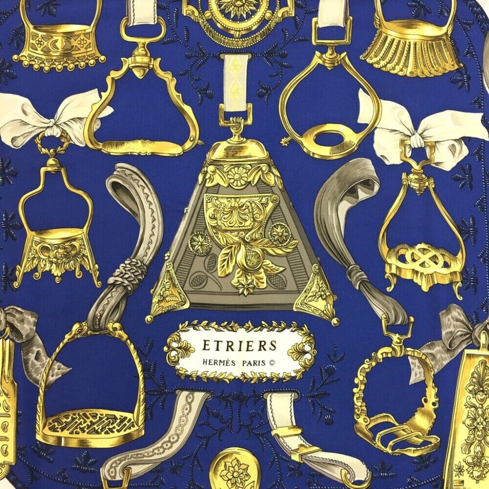 046183P (S2) Hermes Scarf Etriers Carre 90 Multicolor Silk 100% - Picture 6 of 9
